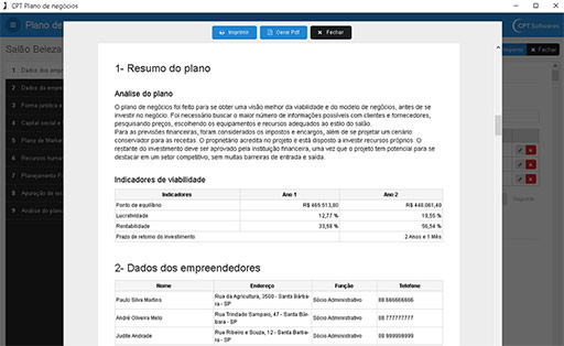 Plano de negocio software
