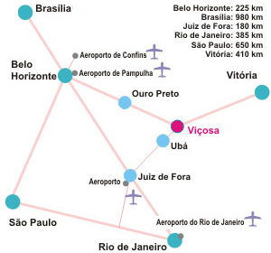Alfa Hotel Mapa Aeroportos Cidades Vicosa