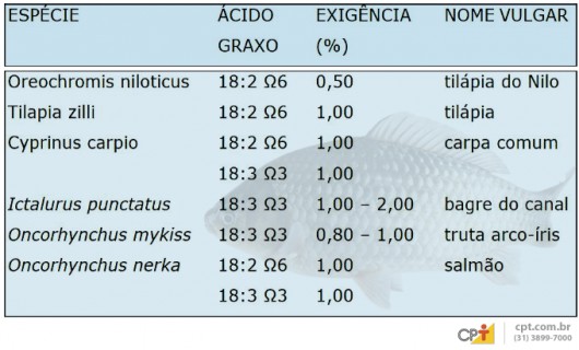 Exigência de ácidos graxos para peixes