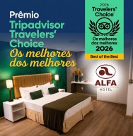 Alfa Hotel Conquista Prêmio Travellers' Choice 2026 do Tripadvisor