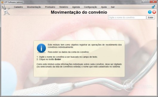 Movimentação de convênio no programa CPT Dentista